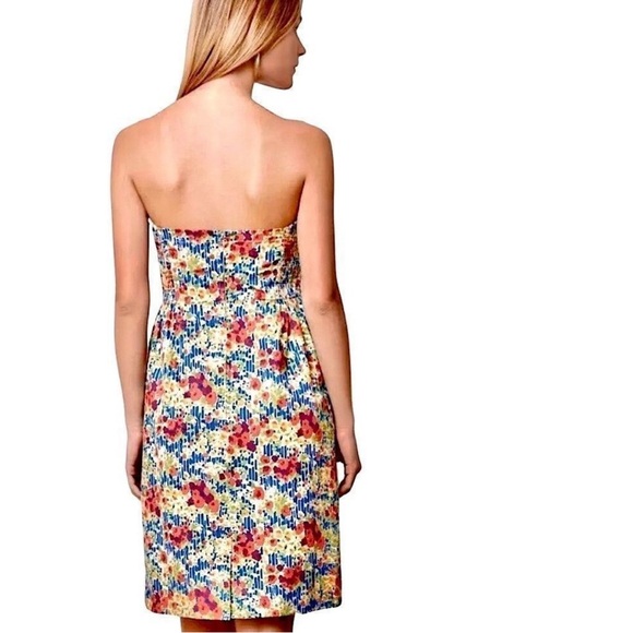 Anthropologie Girls From Savoy Floral Cotton Strapless Halter Mini Dress Size 8 - Picture 8 of 16